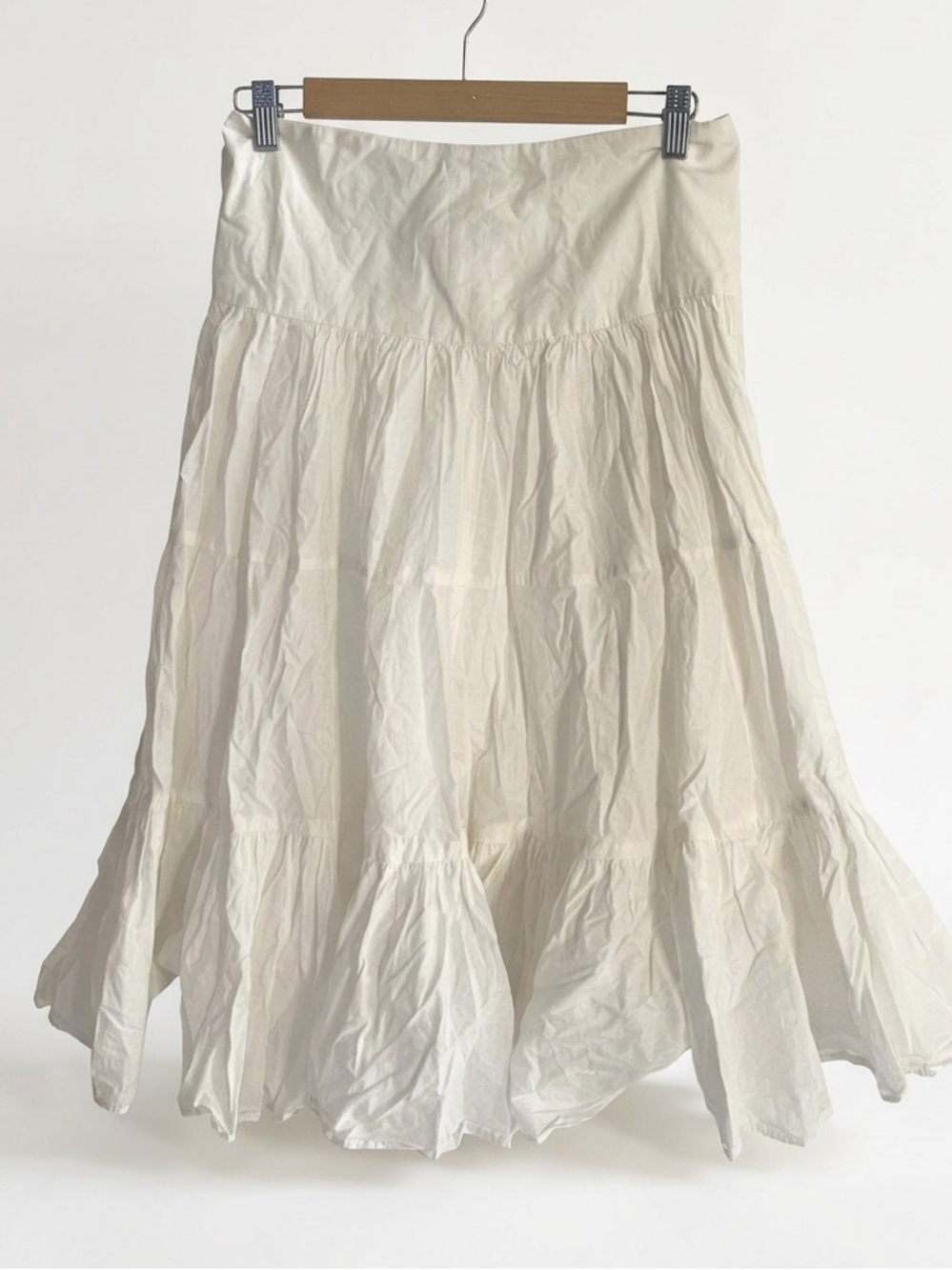 MANGO 100% Cotton MNG - Cream Tiered Flowy  Skirt